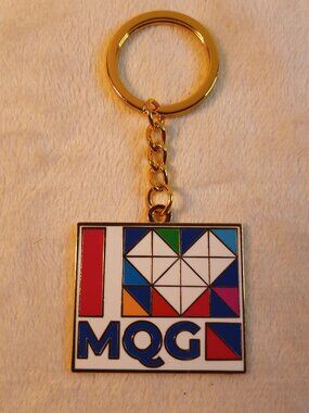 I Heart Modern Quilt Guild metal keychain
